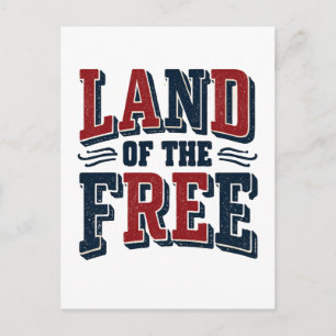 Vintage Land of the Free Patriotische Typografie Postkarte