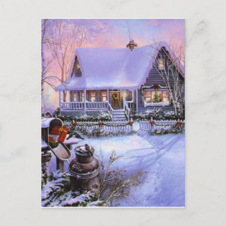 Vintage Land-Weihnachtskabine Feiertagspostkarte