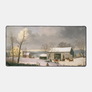Vintage Land Winter Farm Barnyard Weihnachten Schreibtischunterlage