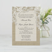 Vintage Länderoberflächengestaltung und Burlap Einladung (Stehend Vorderseite)