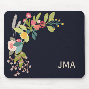 Vintage Landesflorale mit Monogramm Mousepad
