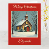 Vintage Landeskirche zu Weihnachten Karte (Gelbe Blume)