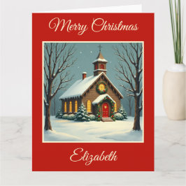 Vintage Landeskirche zu Weihnachten Karte