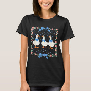 Vintage Landgänse und Blumen Schleifen 80er 90er T-Shirt