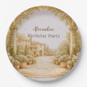Vintage-Landgut-Garten-Geburtstag Pappteller (Vorderseite)