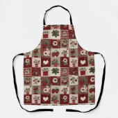 Vintage-Landhaus-Erdbeer-Patchwork-Muster Schürze (Vorderseite)