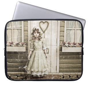 Vintage-Landhaus-Mädchen-Shabby-Chic-Kunst Laptopschutzhülle