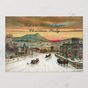Vintage Landhaus-Szene - Weihnachtseinladung Einladung