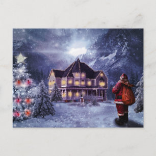 Vintage Landhaus Weihnachten Ferienhütte Postkarte