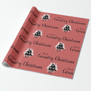 Vintage Landhaus Weihnachten Rot Muster Geschenkpapier