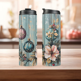Vintage Landhaus Weihnachten Rustikales Bauernhaus Thermosbecher