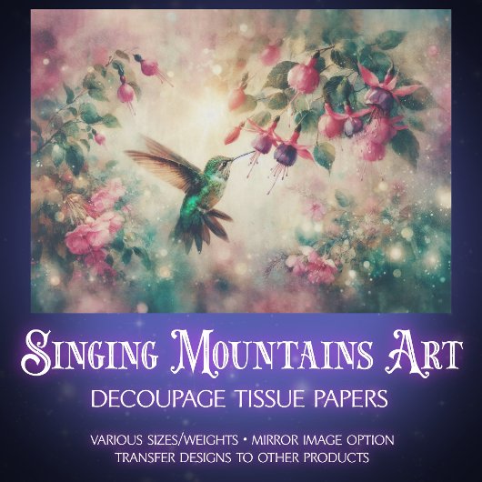 Vintage Landhummelblumen-Dekoupage Seidenpapier