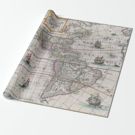 Vintage Landkarte des amerikanischen Sees Geschenkpapier (Ungerollt)