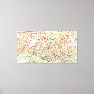 Vintage Landkarte Hamburg Deutschland (1890) Leinwanddruck