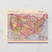 Vintage Landkarte, Staaten ca. 1920 Postkarte (Vorne/Hinten)