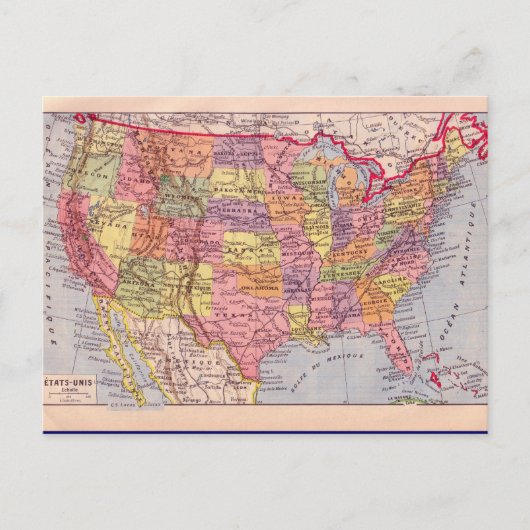 Vintage Landkarte, Staaten ca. 1920 Postkarte (Vorderseite)