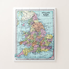 Vintage Landkarte von England und Wales Puzzle