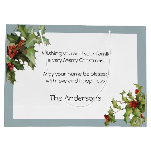 Vintage Landkirche und Holly Große Geschenktüte (Rückseite)