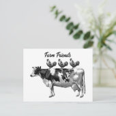 Vintage Landkuhhhähne Tiere Postkarte (Stehend Vorderseite)
