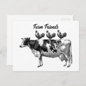 Vintage Landkuhhhähne Tiere Postkarte (Vorne/Hinten)