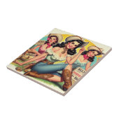 Vintage Landmädchen Fliese (Seite)