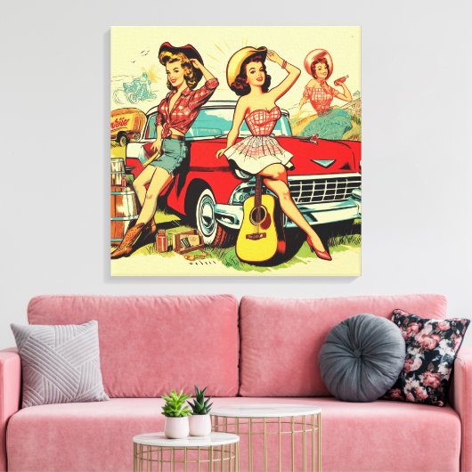 Vintage Landmädchen Leinwanddruck (Insitu (Wohnzimmer))