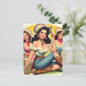 Vintage Landmädchen Postkarte (Stehend Vorderseite)