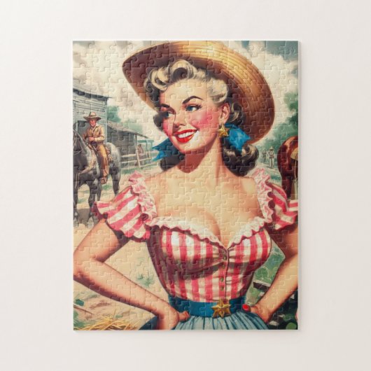 Vintage Landmädchen Puzzle (Vertikal)