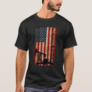 Vintage Landman USA-Flagge Öl-Bohrinsel Pumpe Gas  T-Shirt