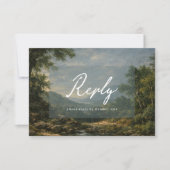 Vintage Landscape Antique Blue Wedding Reply RSVP Karte (Vorderseite)