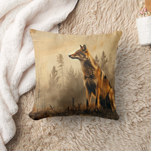 Vintage Landschaft Coyote Kissen (Decke)