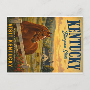 Vintage-Landschaft des Bluegrass-Staates Kentucky Feiertagspostkarte