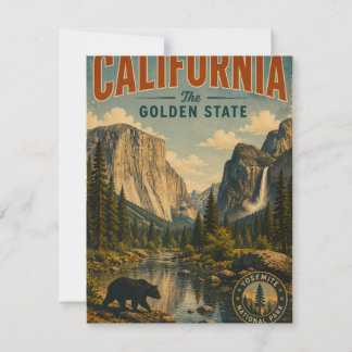 Vintage-Landschaft des Yosemite-Nationalparks mit Mitteilungskarte