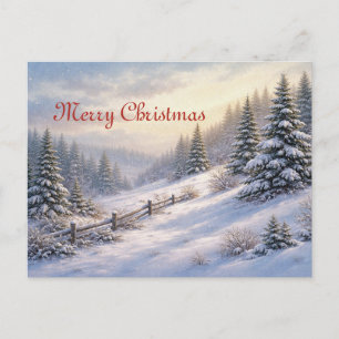 Vintage-Landschaft eines winterlichen, verschneite Feiertagspostkarte