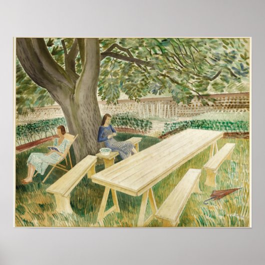 Vintage Landschaft, England, zwei Frauen im Garten Poster (Vorne)