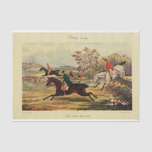 Vintage Landschaft Fox Hunt Ephemera Entdeckungsre Seidenpapier (Vorderseite)