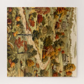 Vintage Landschaft Herbstlaube Orange Pumpkins Puzzle (Horizontal)