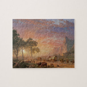 Vintage Landschaft, Oregon Trail nach Bierstadt Puzzle