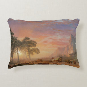 Vintage Landschaft, Oregon Trail nach Bierstadt Zierkissen