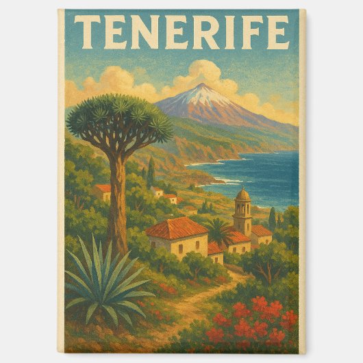 Vintage Landschaft Teneriffas Kanarische Inseln Magnet (Vorderseite)