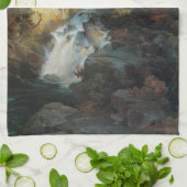 Vintage Landschaft Wasserfall im Val Piora Geschirrtuch (Gefaltet)