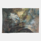 Vintage Landschaft Wasserfall im Val Piora Geschirrtuch (Horizontal)