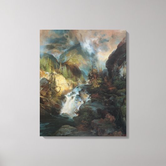 Vintage Landschaft Wasserfall im Val Piora Leinwanddruck (Vorderseite)