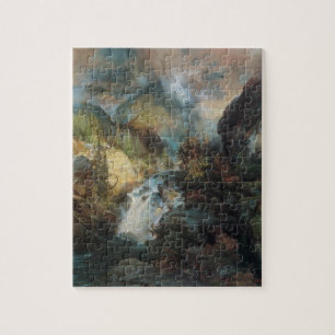 Vintage Landschaft Wasserfall im Val Piora Puzzle