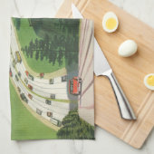 Vintage Landschaftliche amerikanische Autobahnen,  Geschirrtuch (Viertel Falte)