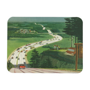 Vintage Landschaftliche amerikanische Autobahnen,  Magnet