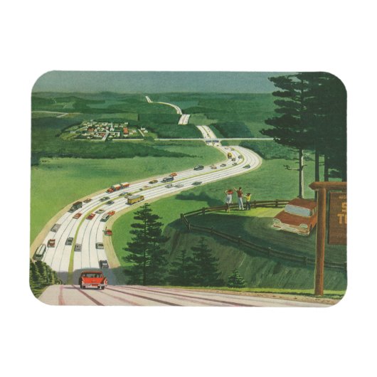Vintage Landschaftliche amerikanische Autobahnen, Magnet (Horizontal)