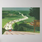 Vintage Landschaftliche amerikanische Autobahnen,  Poster (Vorne)