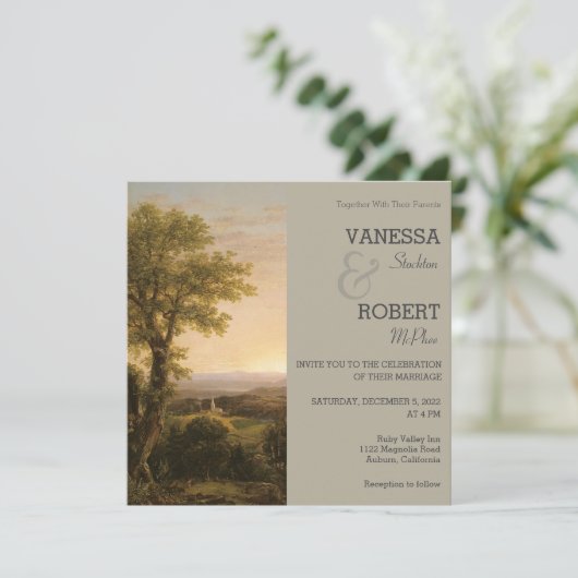 Vintage Landschaftsmalerei Einladung (Stehend Vorderseite)