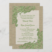 Vintage Landschaftspflege und Burlap Green Einladung (Vorne/Hinten)